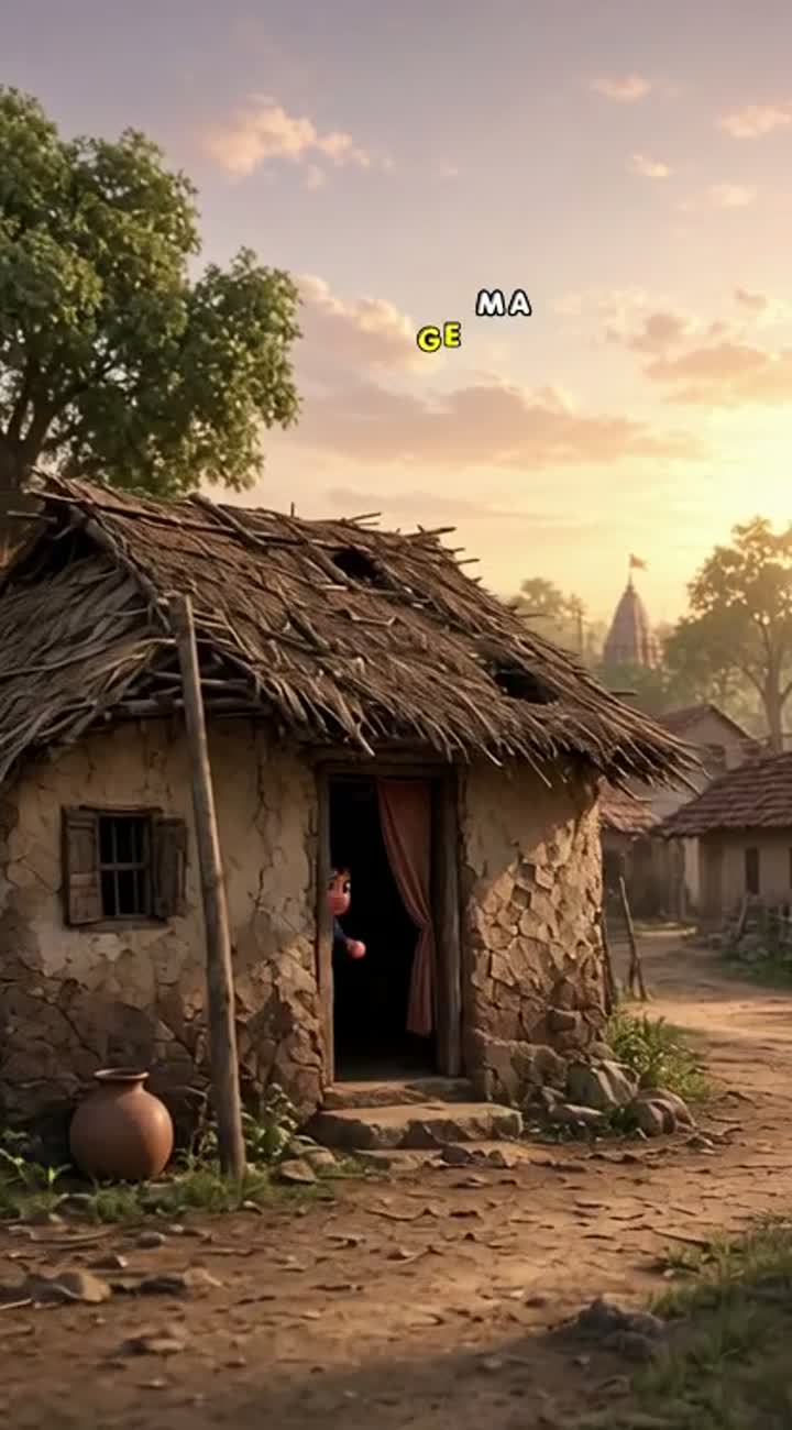 A poor 12-year-old Indian village boy named Sonu lives… — AI cartoon