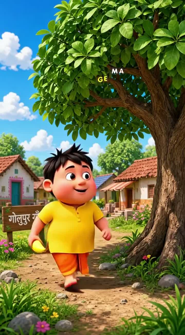 Funny 3D cartoon video in an Indian village — AI cartoon