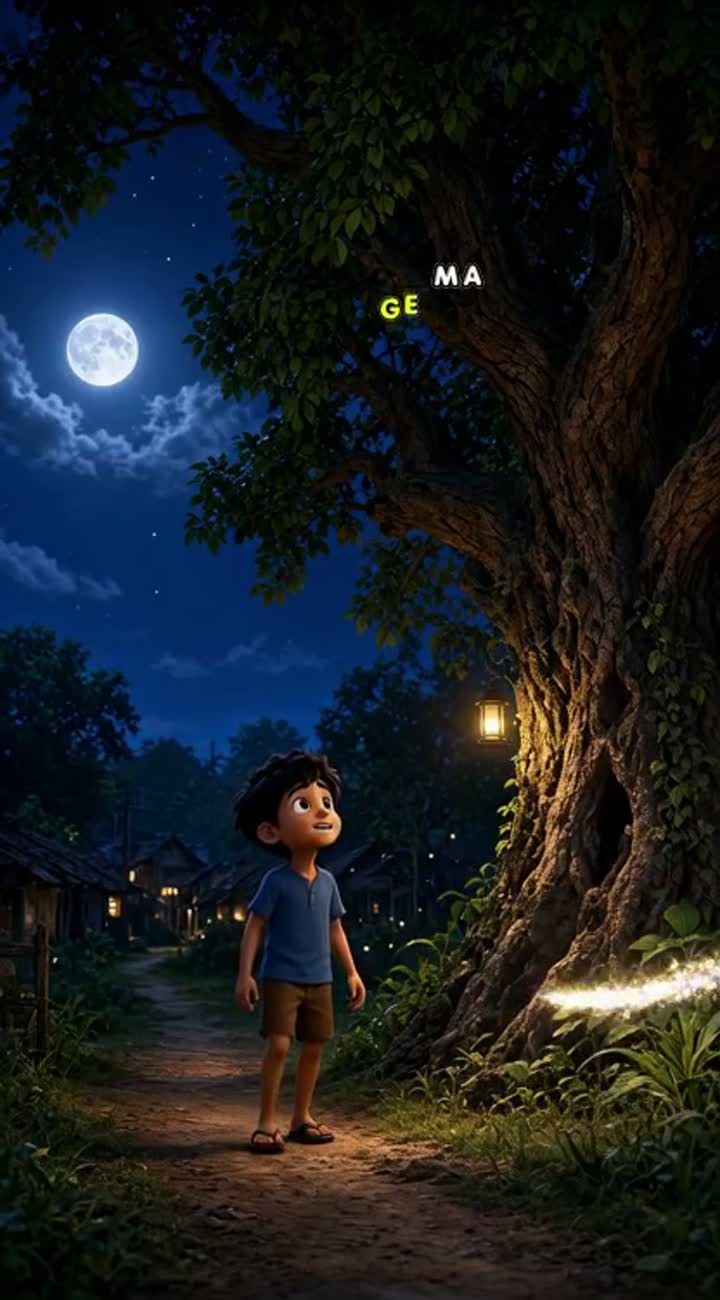 Funny Bengali ghost cartoon story in a village at midnight — AI cartoon