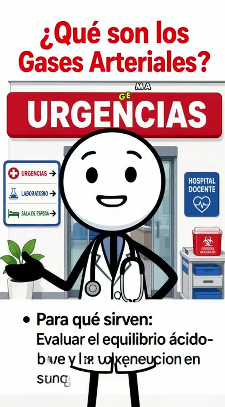 CREA UN VIDEO ANIMADO EDUCATIVO ESTILO STICKMAN SOBRE GASES ARTERIALES — AI cartoon