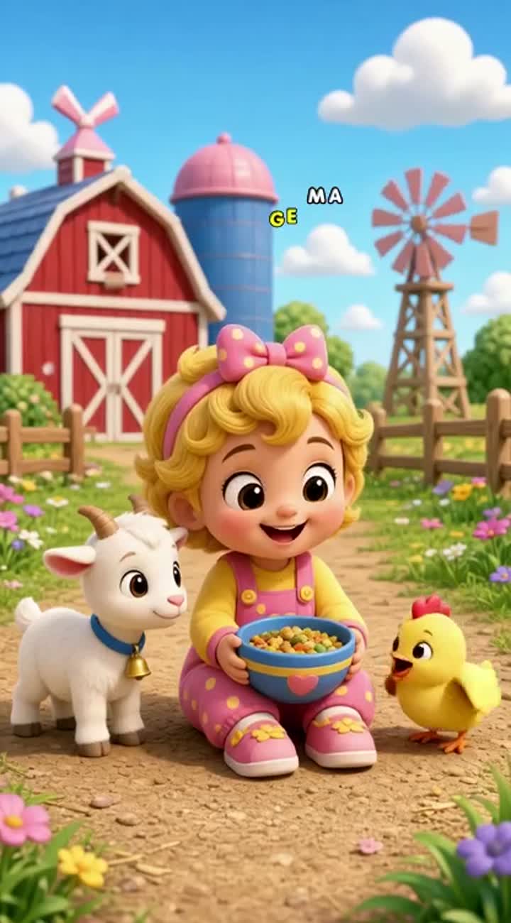 Cute Baby Lala sitting on a colorful farm… — AI cartoon