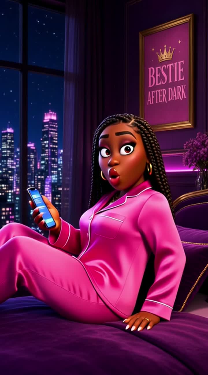 Vertical 9:16 cinematic 3D animated comedy-drama titled "BESTIE… — AI cartoon