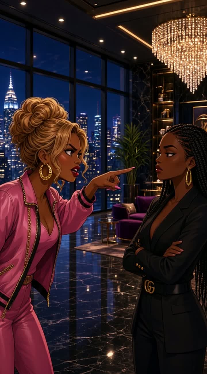 Nia: Adult Black woman, long knotless braids… — AI cartoon