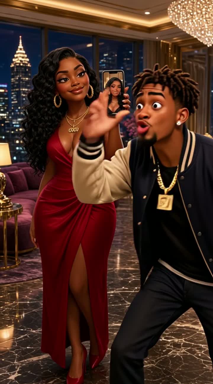 Inside a glamorous Atlanta penthouse, Coco Banks, a gorgeous… — AI cartoon