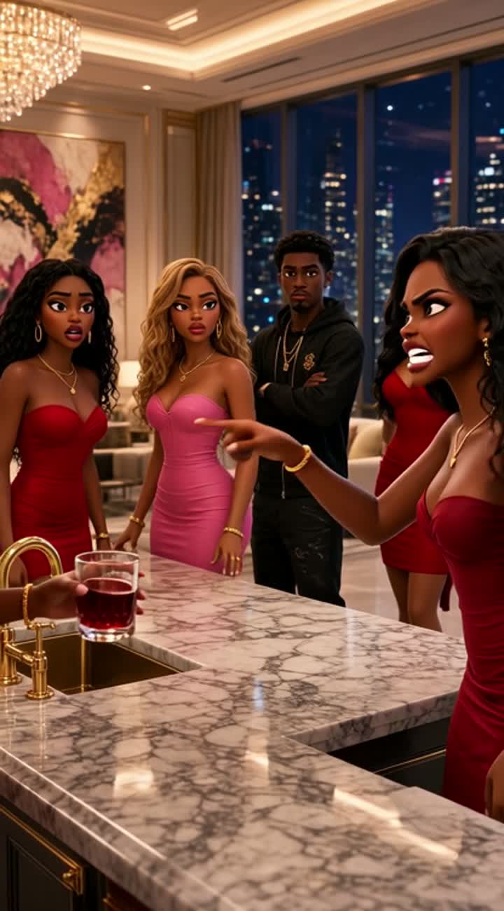 LOCATION: COCO'S LUXURY APARTMENT, NIGHT — AI cartoon