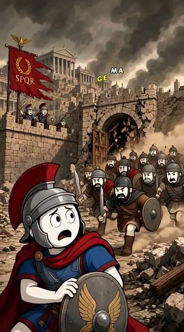 A cinematic 2D hand-drawn cartoon animation of ancient Rome during… — AI cartoon