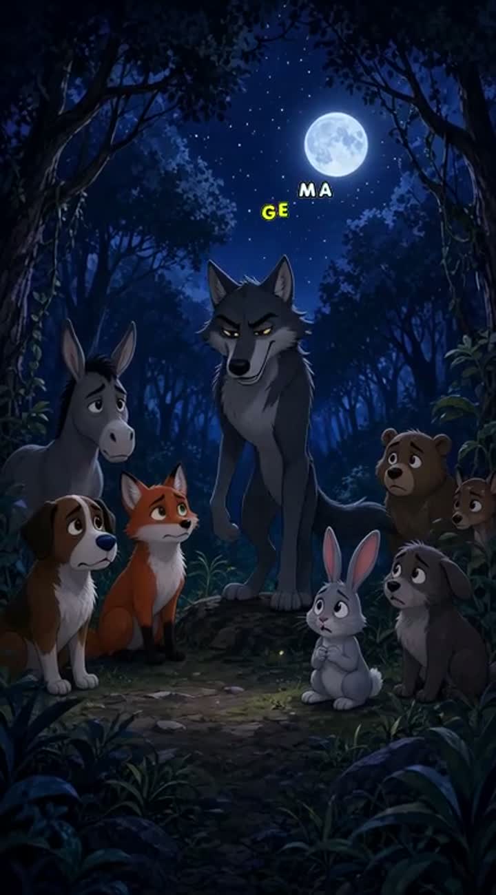 The main character is Sarhan, a clever, cunning wolf who secretly… — AI cartoon