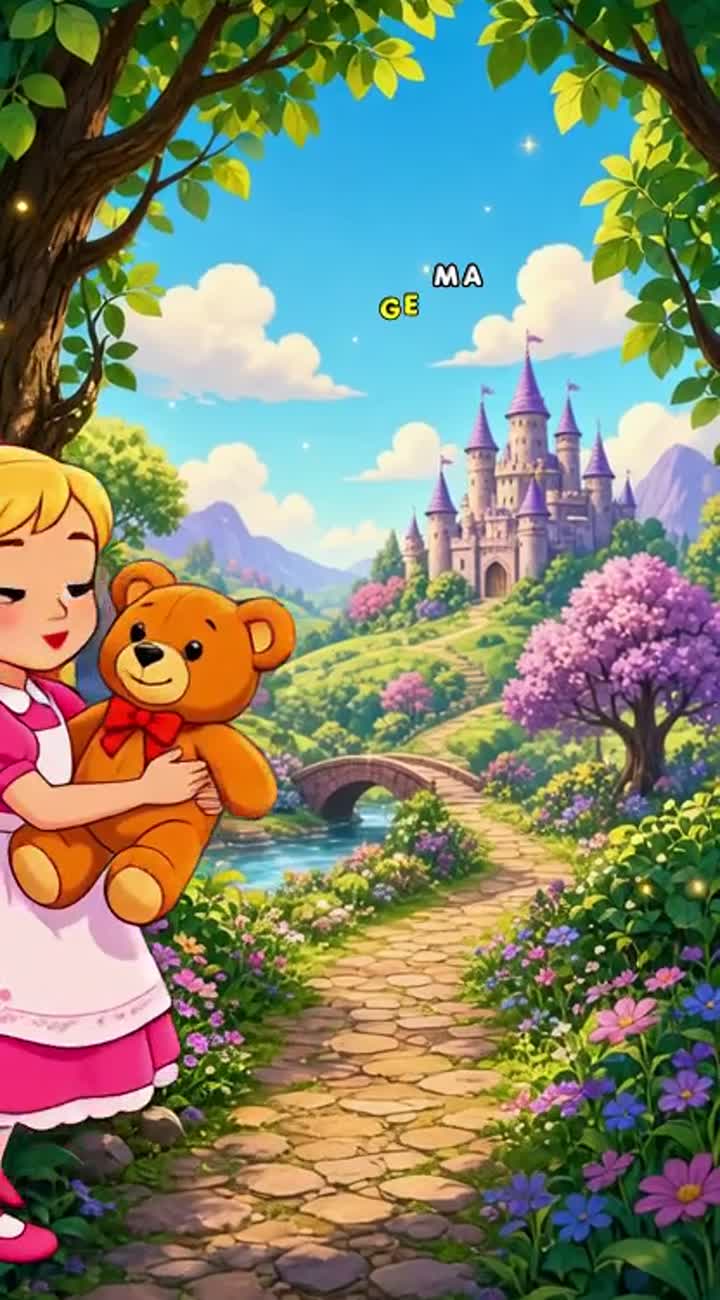 A teddy bear magical adventure with a girl — AI cartoon