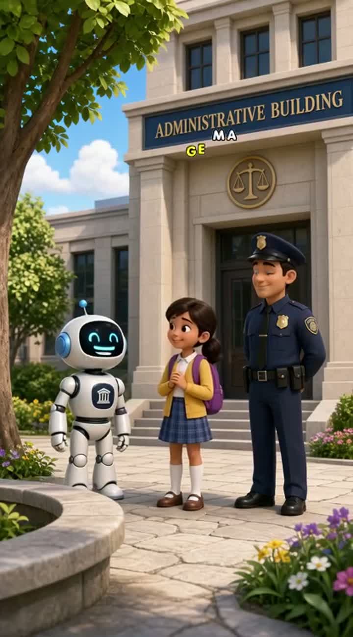 Educational 3D cartoon about participants in administrative law — AI cartoon