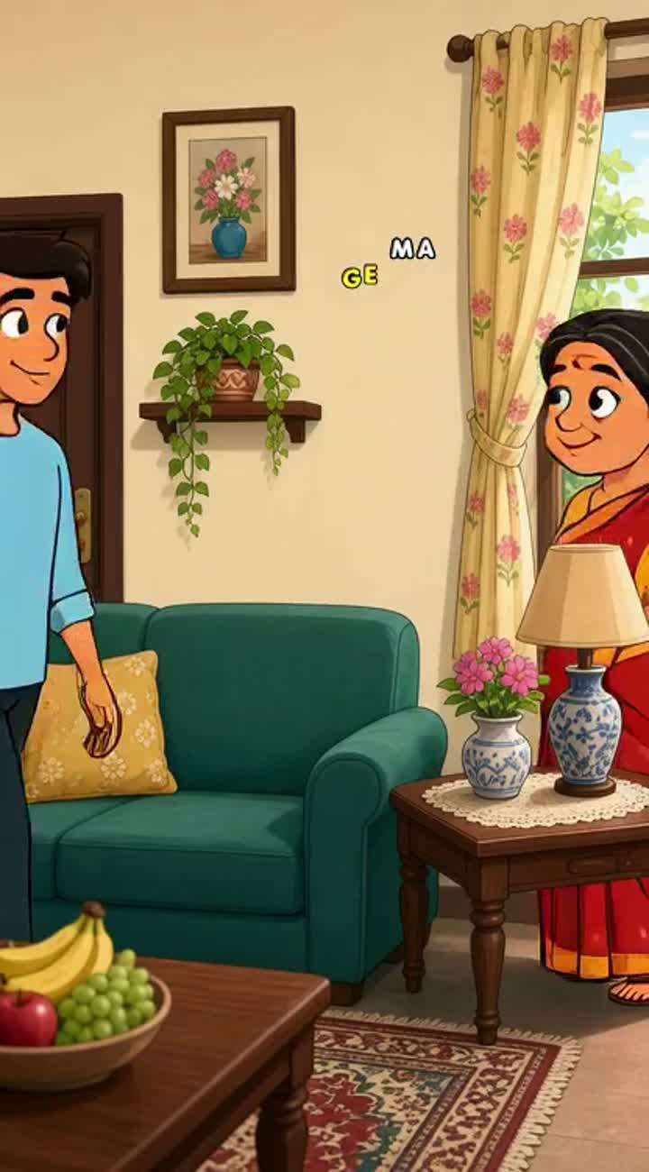 A son-in-law arrives at his in-laws' house and sits comfortably… — AI cartoon