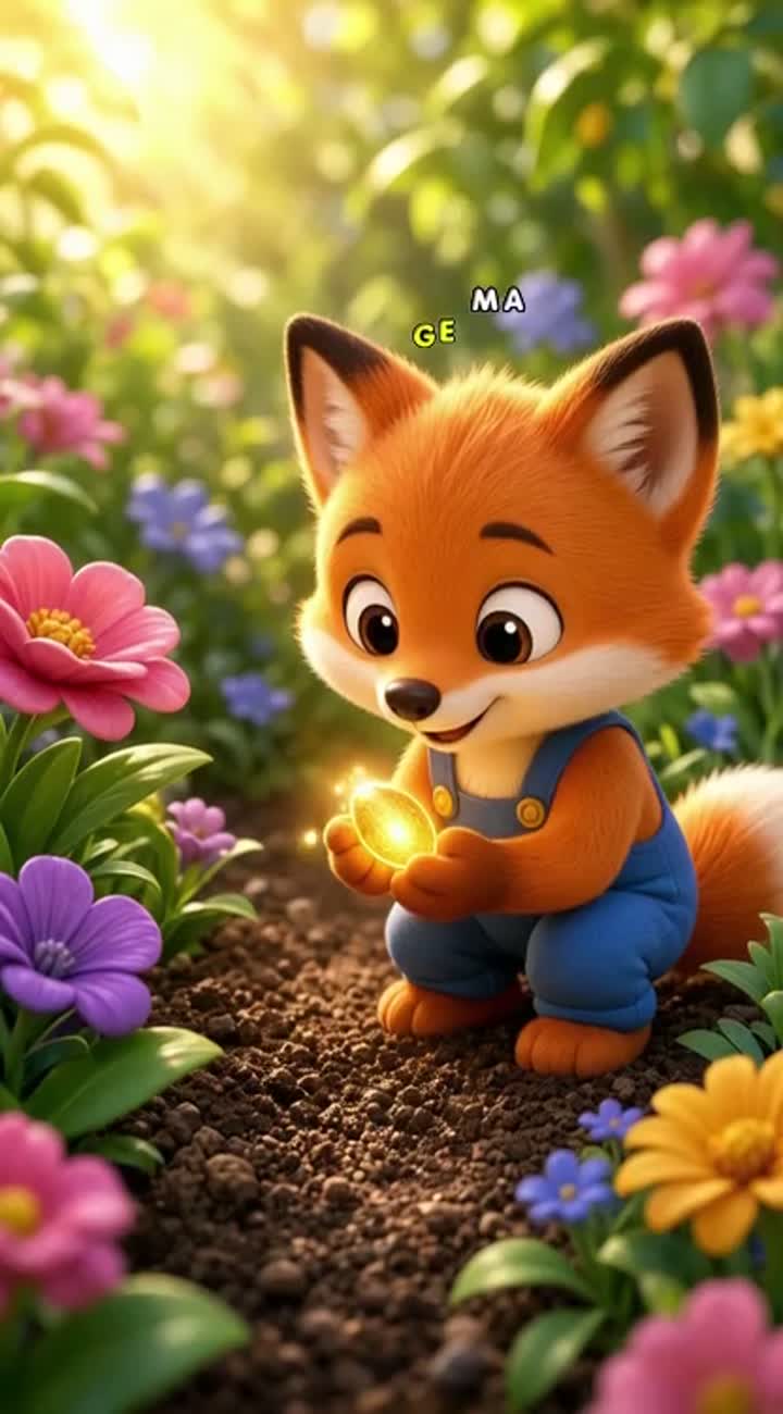Kiko is a tiny orange fox with cream cheeks… — AI cartoon