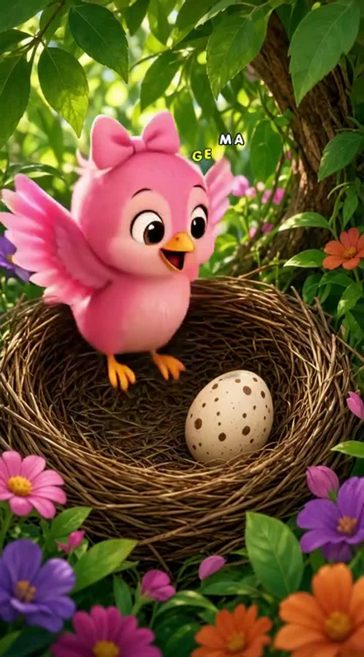 A little pink bird named Layla lives in the forest — AI cartoon