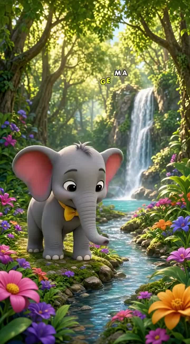 The Little Elephant and the Magical Butterfly — AI cartoon