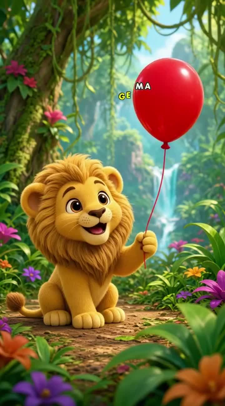 Cute 3D animated baby lion named Leo with big brown eyes… — AI cartoon