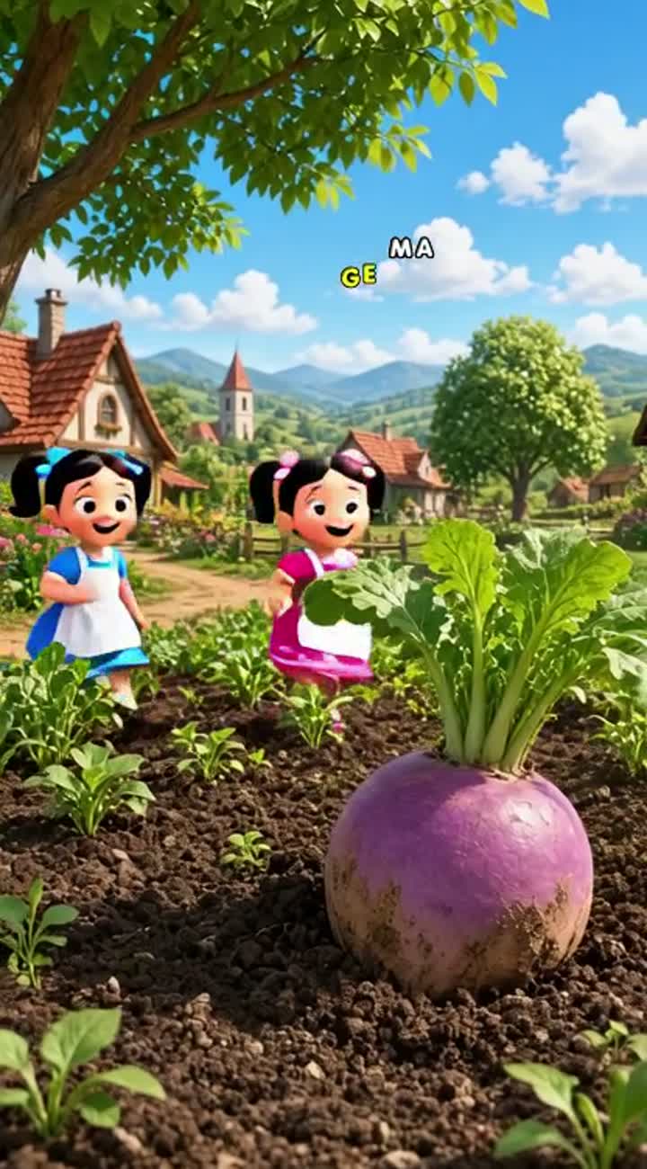 Featuring two little cartoon girls living in a beautiful village — AI cartoon