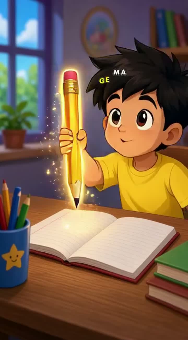 Professional 2D animated cartoon for YouTube Shorts titled "جادوئی… — AI cartoon