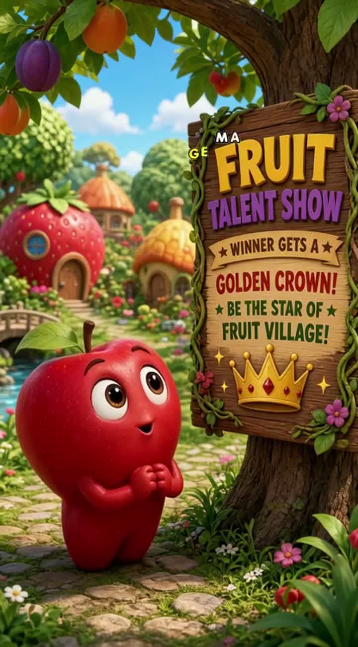 The Apple Who Wanted to Be a Star — AI cartoon