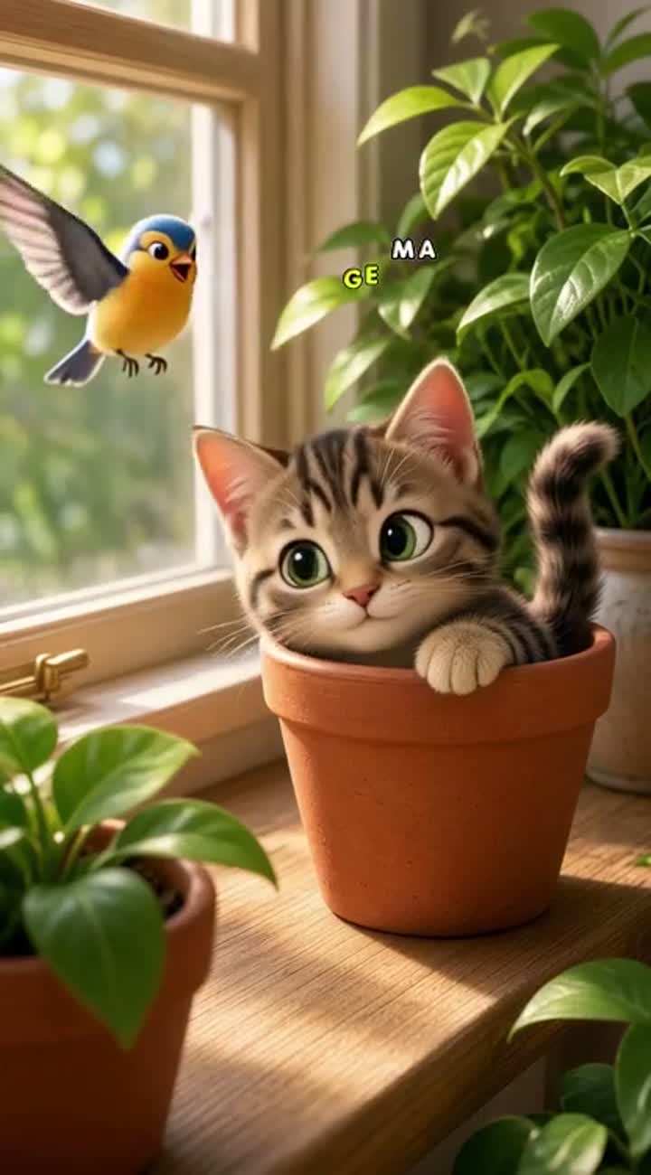 A cute 3D animated tabby cat with the exact appearance and fur… — AI cartoon