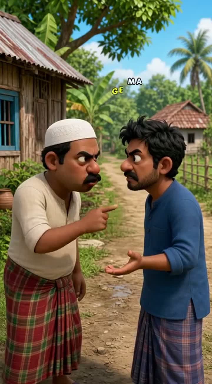 Hilarious 3D cartoon animation of two funny Bangladeshi village… — AI cartoon