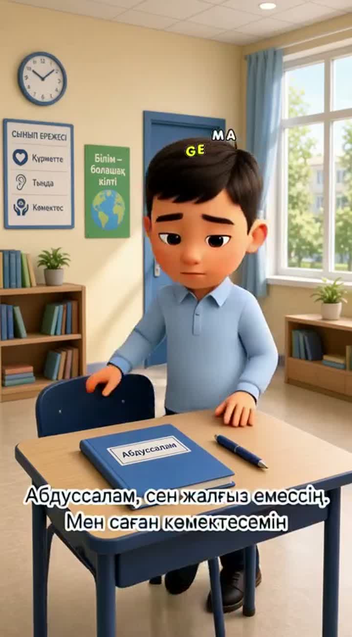 A modern, high-quality 3D animated educational short in Kazakh… — AI cartoon