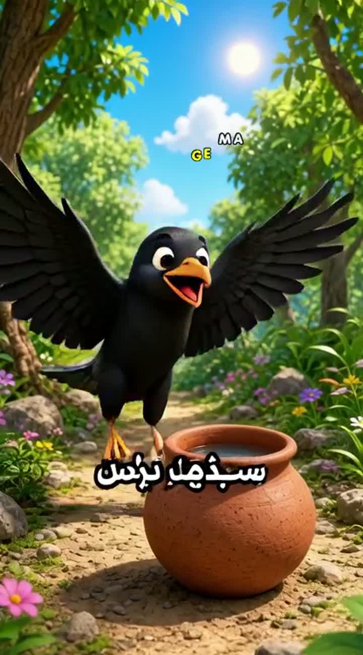 Colorful 3D cartoon animation for kids based on the Urdu story… — AI cartoon