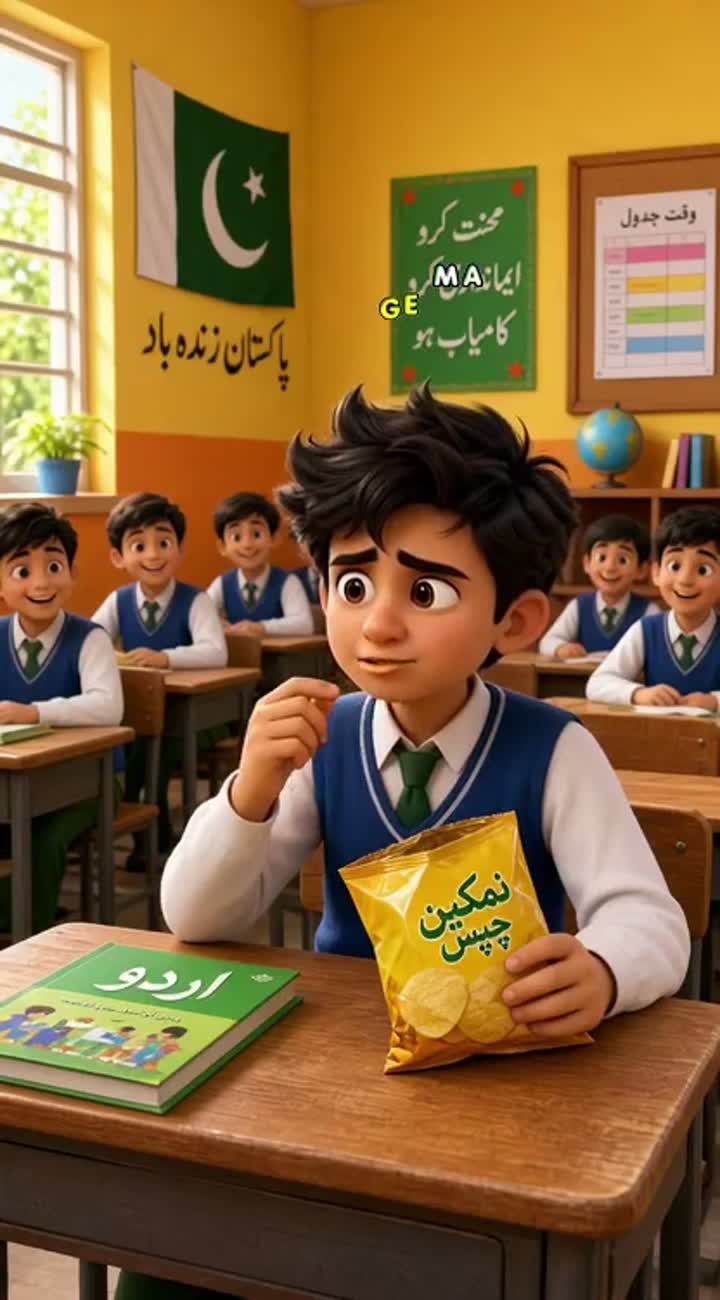 Funny 3D cartoon video inside a Pakistani school classroom — AI cartoon