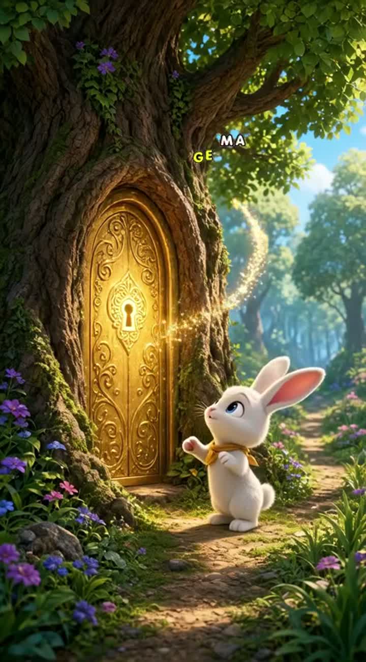 Magical children's storybook about a little white rabbit… — AI cartoon