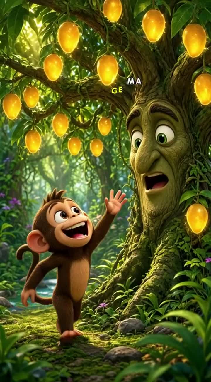 Golu the mischievous and greedy monkey, Chinki the wise and kind… — AI cartoon