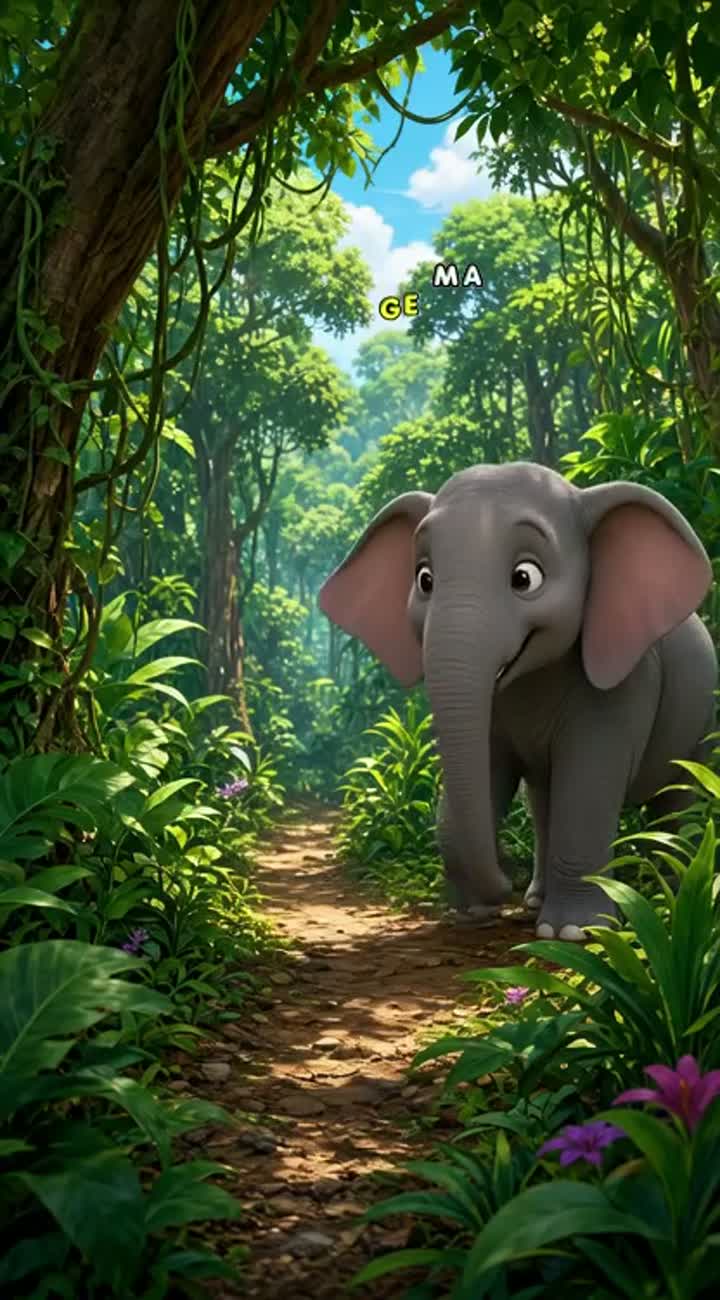Jungle mein ek ladka ek hathi ka Animated cartoon with smooth… — AI cartoon