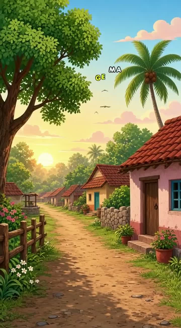 Indian Village morning animation vedio Animated cartoon… — AI cartoon