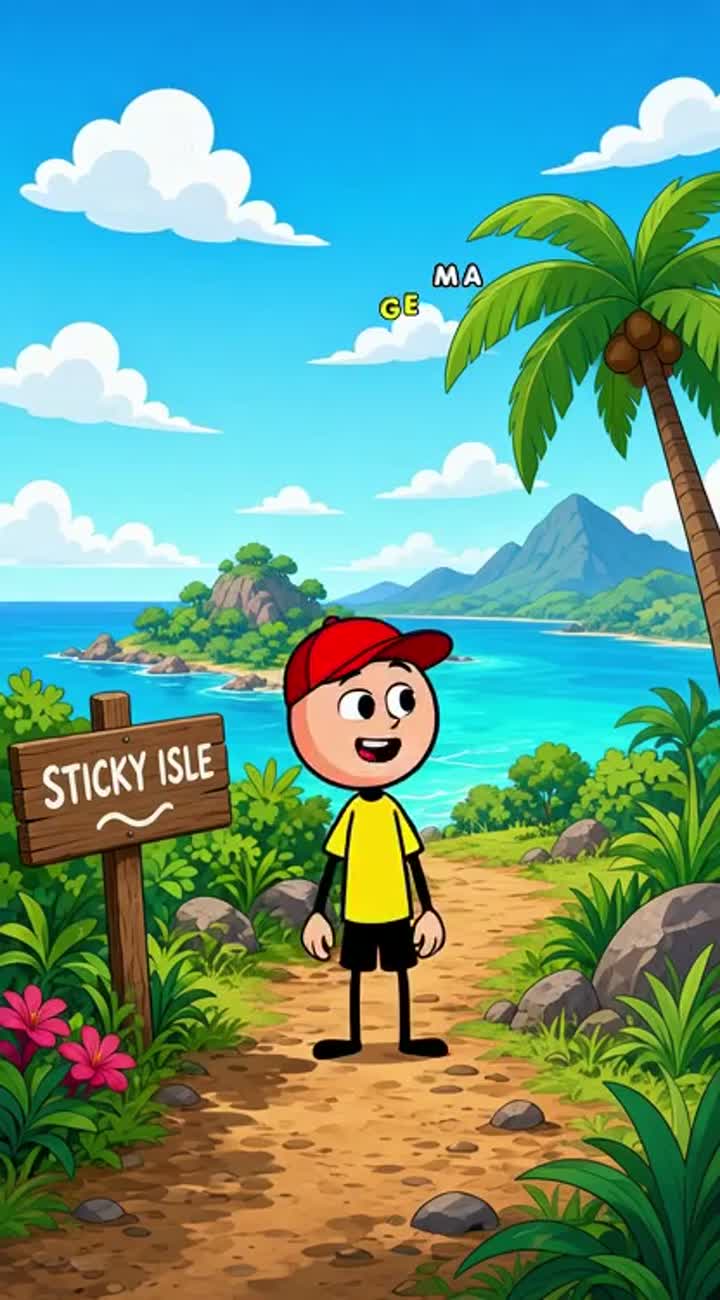 Original stickman adventure story for YouTube — AI cartoon