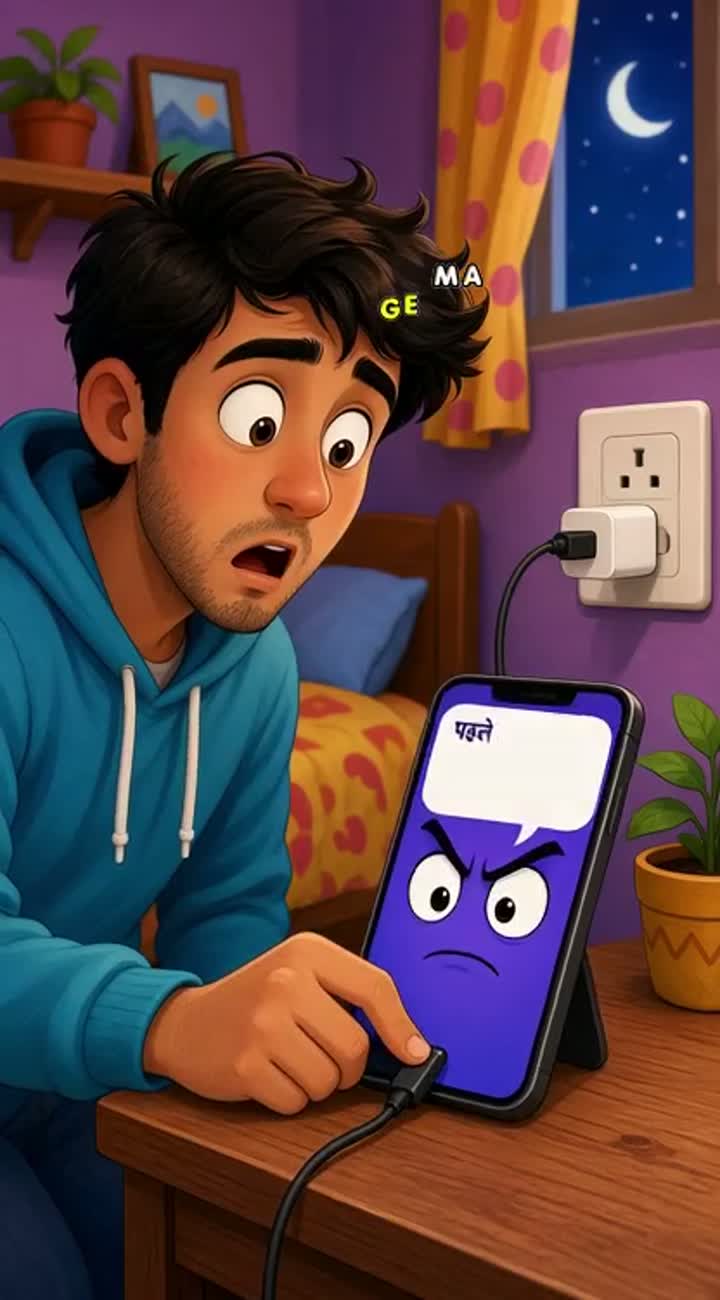 A man and his smartphone in a single continuous shot — AI cartoon