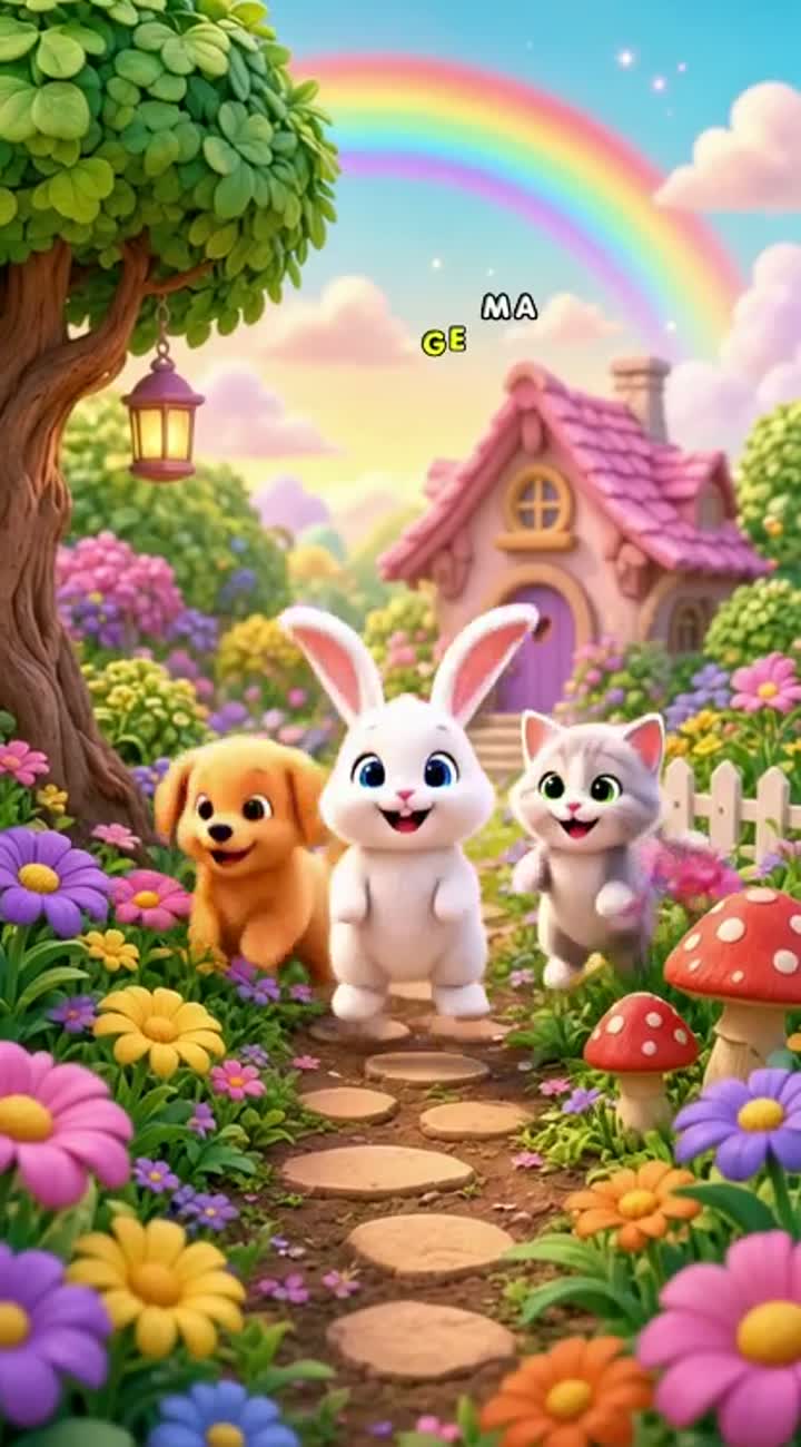 A cute 3D cartoon video for toddlers, featuring three adorable… — AI cartoon