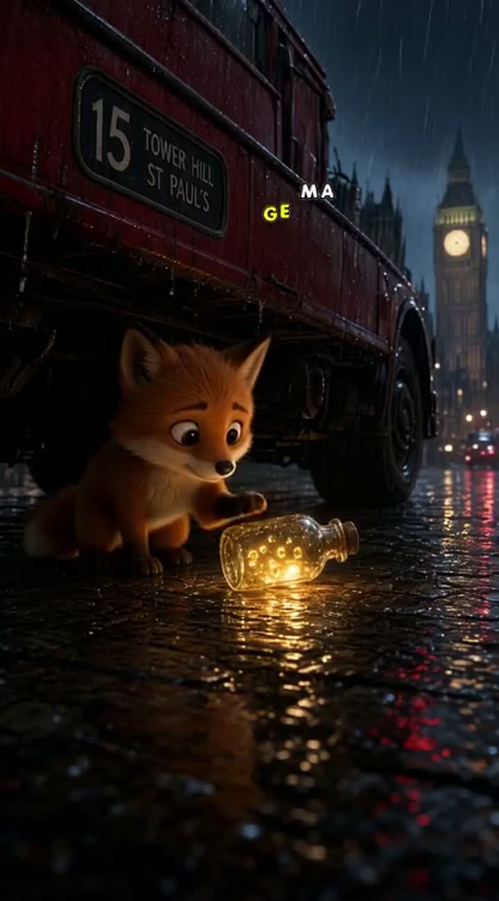 Scene 1: "Create a cinematic 3D animated cartoon scene in London… — AI cartoon