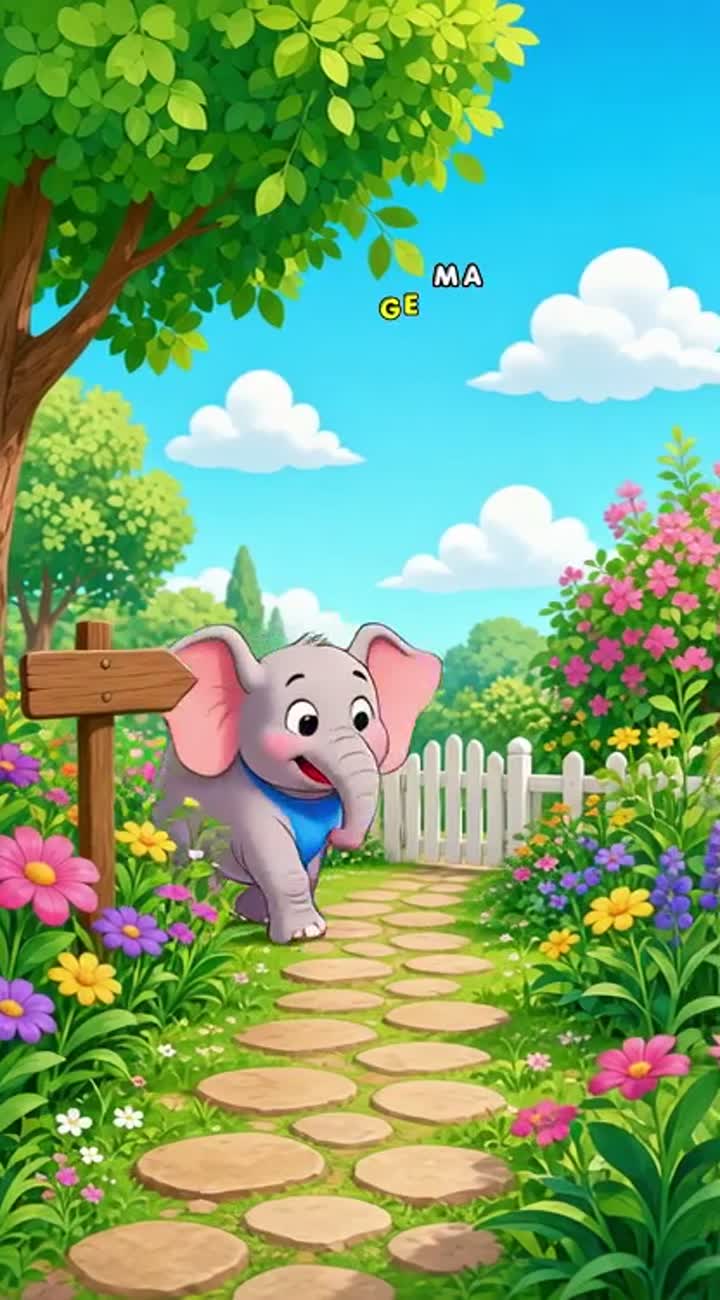 Benny the Baby Elephant Learns Colors — AI cartoon