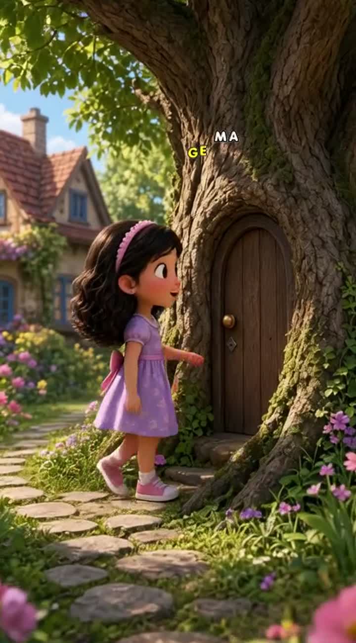 The Girl Who Found a Magical Door — AI cartoon