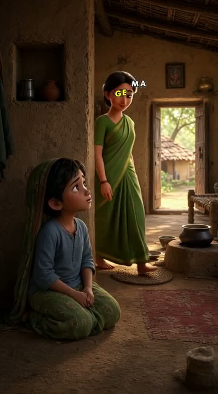Emotional 3D cartoon video about an Indian mother and her little son — AI cartoon