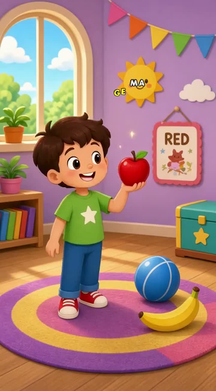 A cute 2D cartoon child teaching colors to kids… — AI cartoon