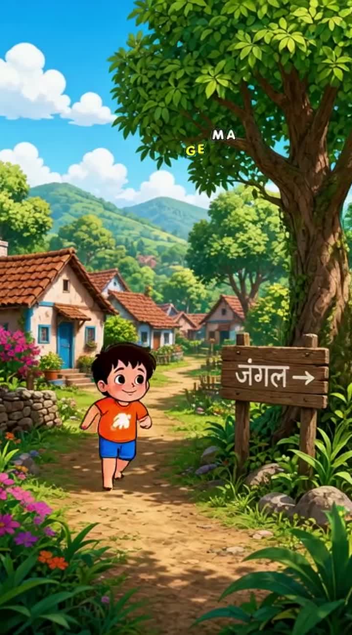 In a small village lives Chintu, a cute and mischievous… — AI cartoon