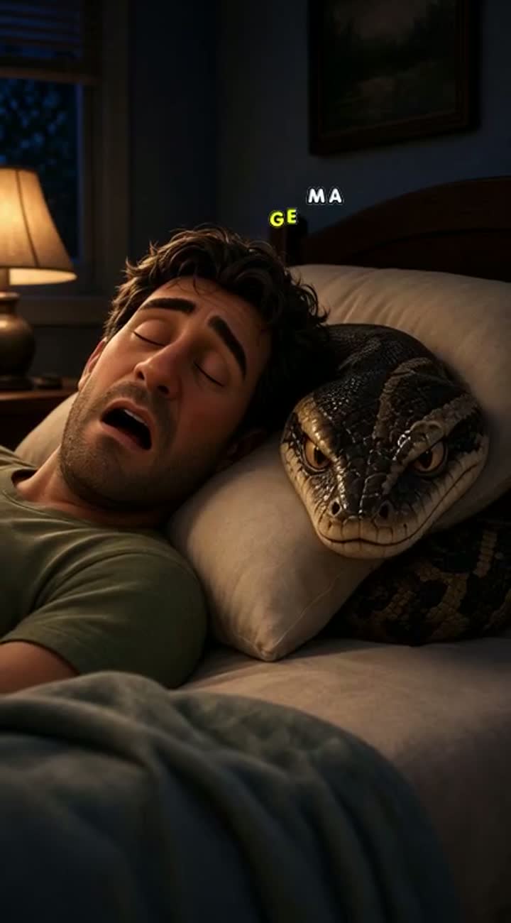 A hyper-realistic cinematic shot of a massive python snake slowly… — AI cartoon