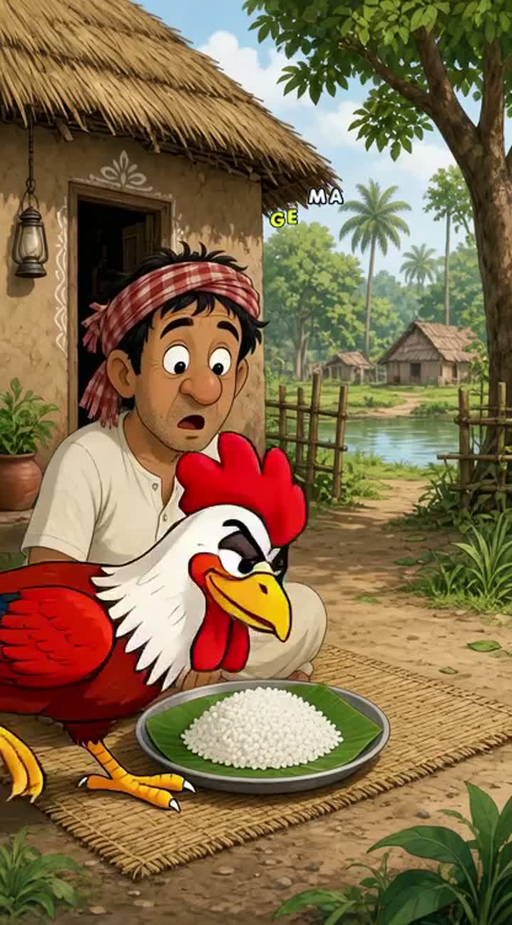 Comedy animation in a Bengali village setting… — AI cartoon