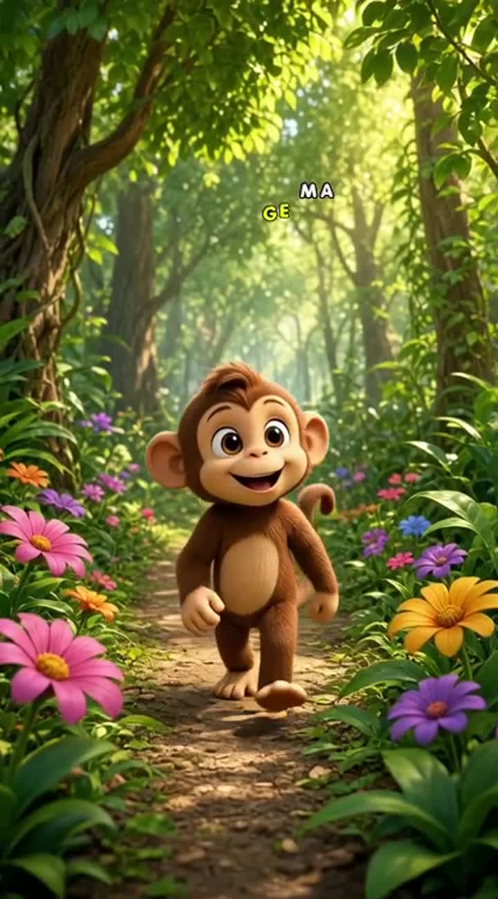 Cute 3D cartoon of a little brown monkey named Montu… — AI cartoon