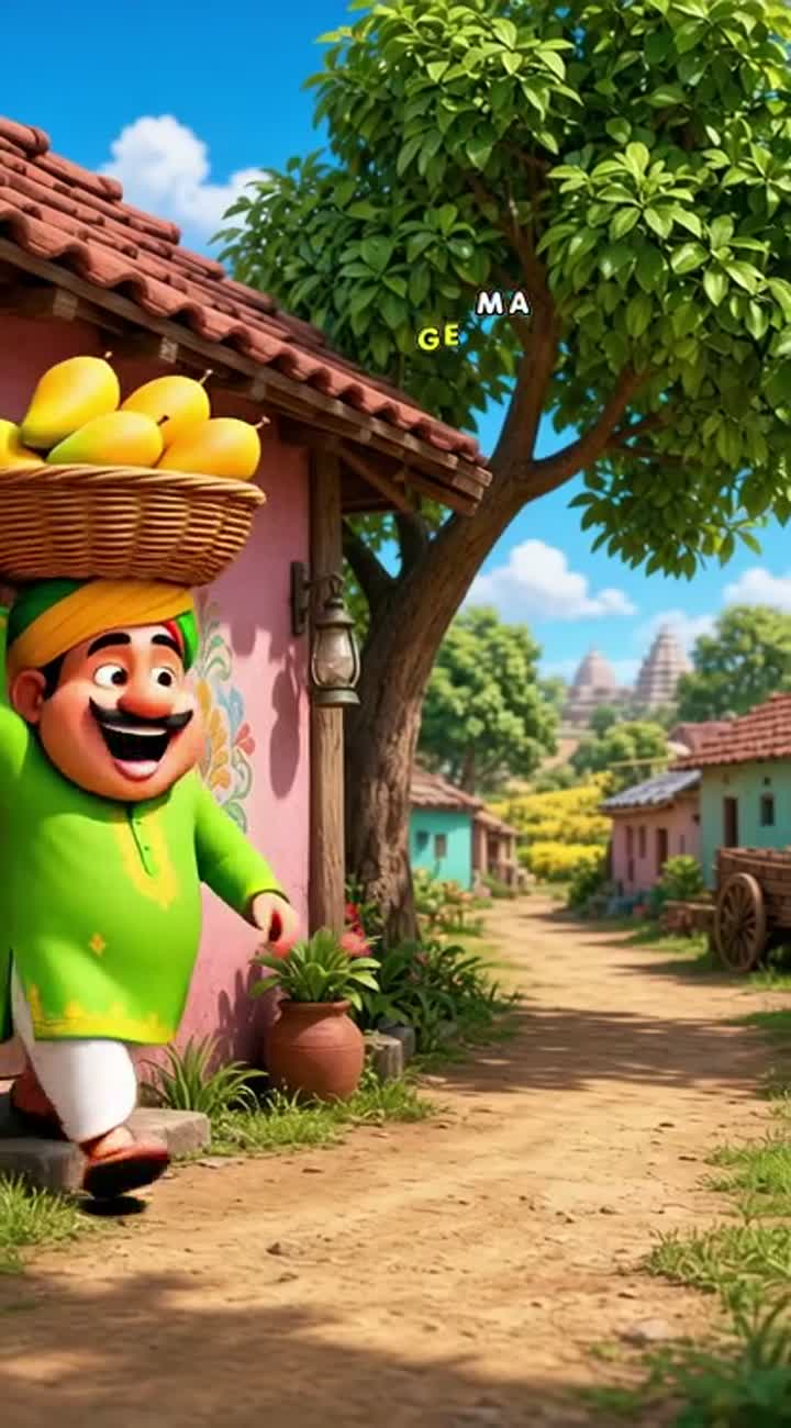 Colorful 3D cartoon video of a funny Punjabi farmer wearing… — AI cartoon