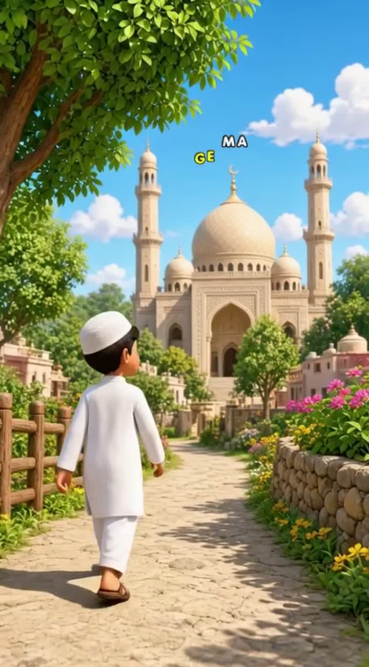 Cute 3D Islamic cartoon of an 8-year-old Pakistani Muslim boy… — AI cartoon