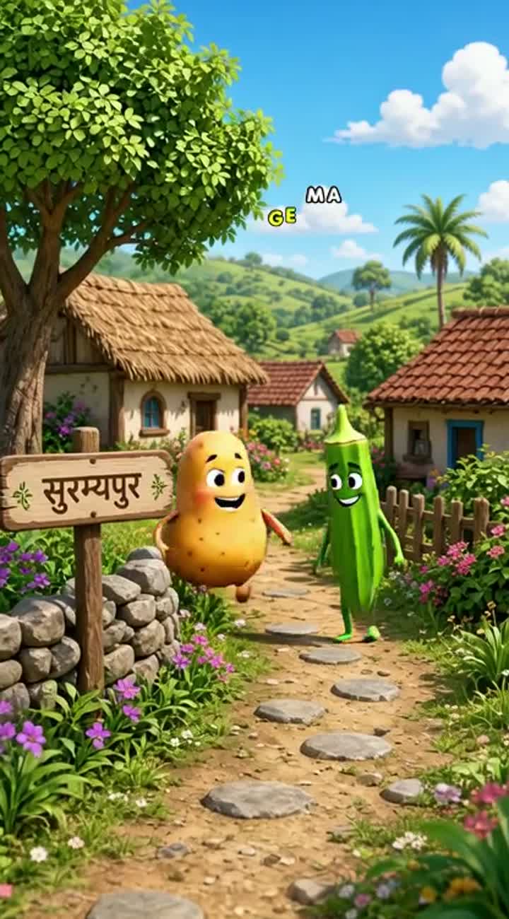 A funny anthropomorphic potato named Aloo and a wise… — AI cartoon