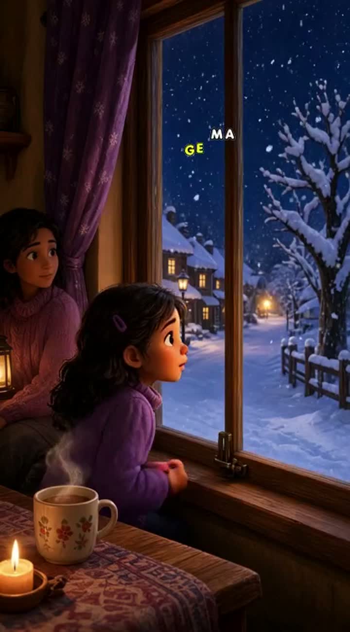 Short, continuous animated cartoon shot set on a cold winter… — AI cartoon
