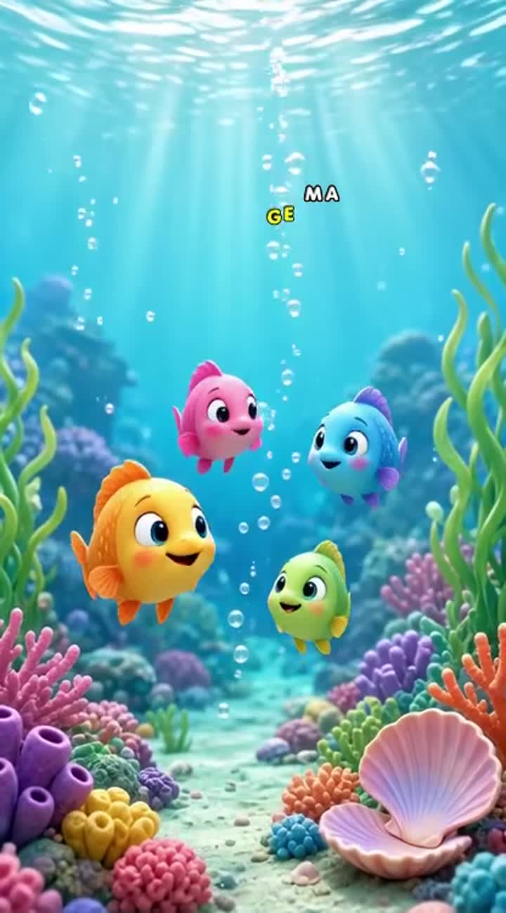 Titre: Les poissons dans l'eau - Comptine pour enfants — AI cartoon