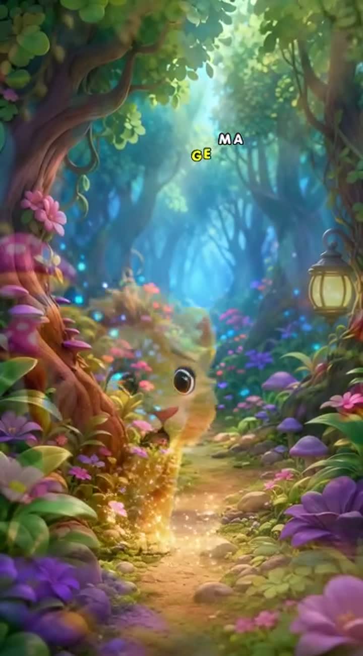A little lion cub gets lost in a colorful magical forest — AI cartoon