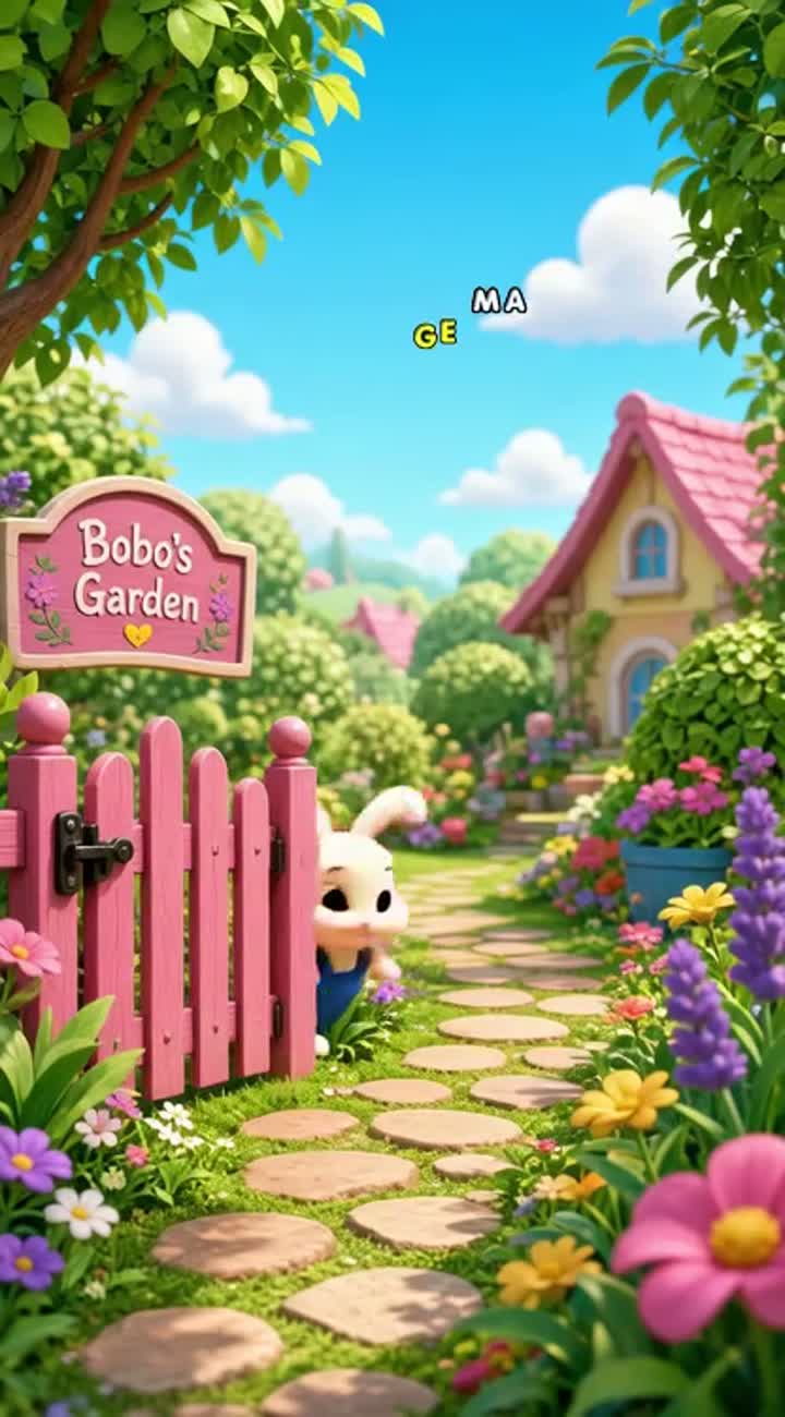 A cute 3D cream-white bunny named Bobo, with big brown eyes… — AI cartoon