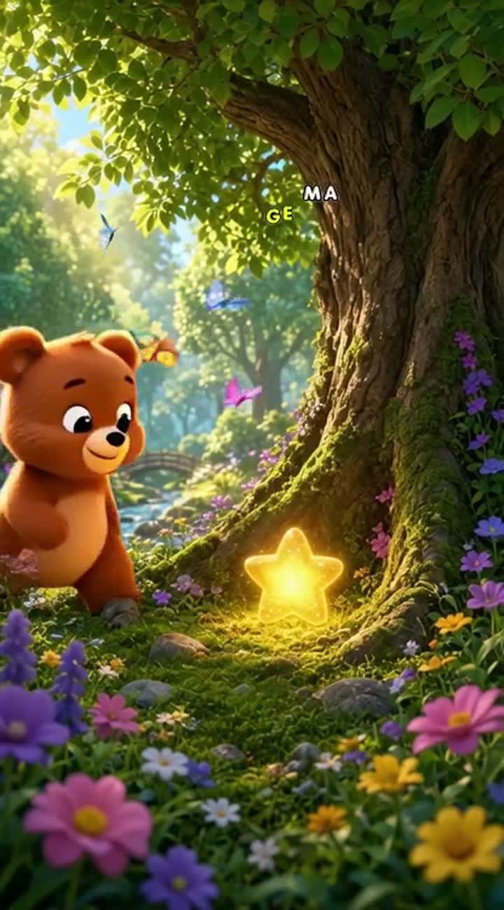 They live in a colorful magical forest filled with beautiful… — AI cartoon
